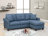Glossy Blue Reversible Sectional Chaise