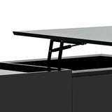 [VIDEO provided] ON-TREND Multi-functional Coffee Table with Lifted Tabletop, Contemporary Cocktail Table with Metal Frame Legs, High-gloss Surface Dining Table for Living Room, Black