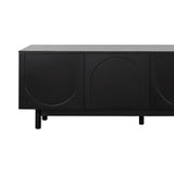 ON-TREND Graceful TV Stand with Arch Cabinets for TVs Up to 78'', Minimalist Entertainment Center with Solid Wood Legs, Practical Media Console with Adjustable Shelves for Living Room, Black