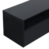 ON-TREND High Gloss TV Stand with Ample Storage Space, Media Console for TVs Up to 78", Versatile Entertainment Center with Wall Mounted Floating Storage Cabinets for Living Room, Black