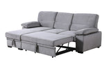 Kipling Gray Velvet Fabric Reversible Sleeper Sectional Sofa Chaise