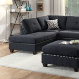 3-pcs Reversible Sectional in Black Polyfiber