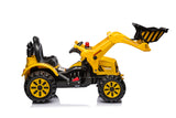 Ride on Excavator, 12V Battery Powered Construction Vehicles for Kids, Front Loader with Horn, 2 Speeds, Forward/Backward, Safety Belt,Treaded Wheels, Digger, Yellow Ride on Car