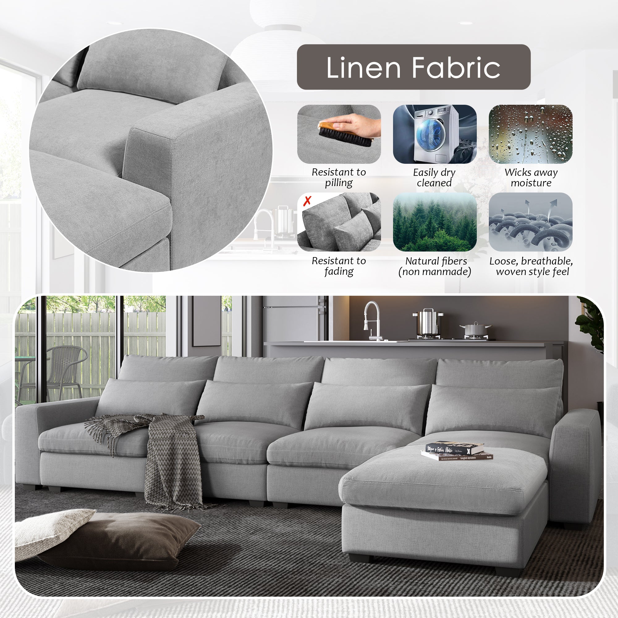 Modular Modern Feather Filled Sectional Sofa