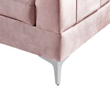 Chloe Pink Velvet Sectional Sofa Chaise with USB Charging Port