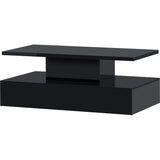 ON-TREND Coffee Table Cocktail Table Modern Industrial Design with LED lighting, 16 colors with a remote control (Black)