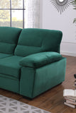 Kipling Green Velvet Fabric Reversible Sleeper Sectional Sofa Chaise