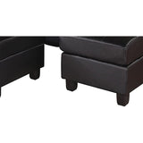 Black Modish Sectional Sofa With Ottoman, 3 Piece Set