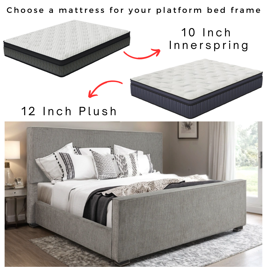 GRAY HIGH FOOTBOARD BED & MATTRESS COMBO