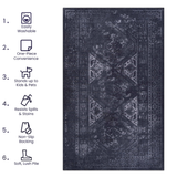 Naar 4x6 Area Rugs, Washable Rug, Low-Pile, Non-Slip, Non-Shedding, Foldable, Kid & Pet Friendly - Area Rugs for living room, bedroom, kitchen, dining room rug - Perfect Gifts, (Black+ Gray, 4' x 6')