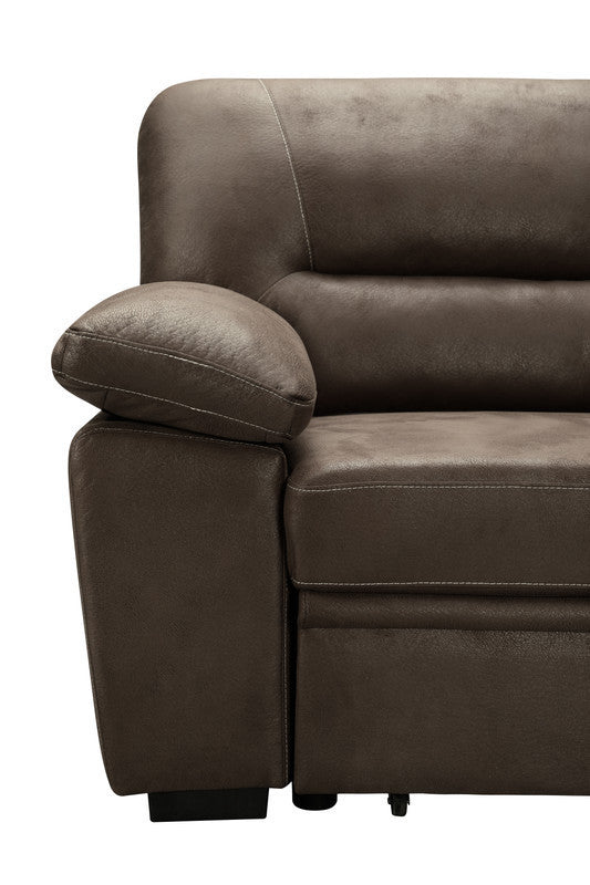 Kipling Saddle Brown Microfiber Reversible Sleeper Sectional