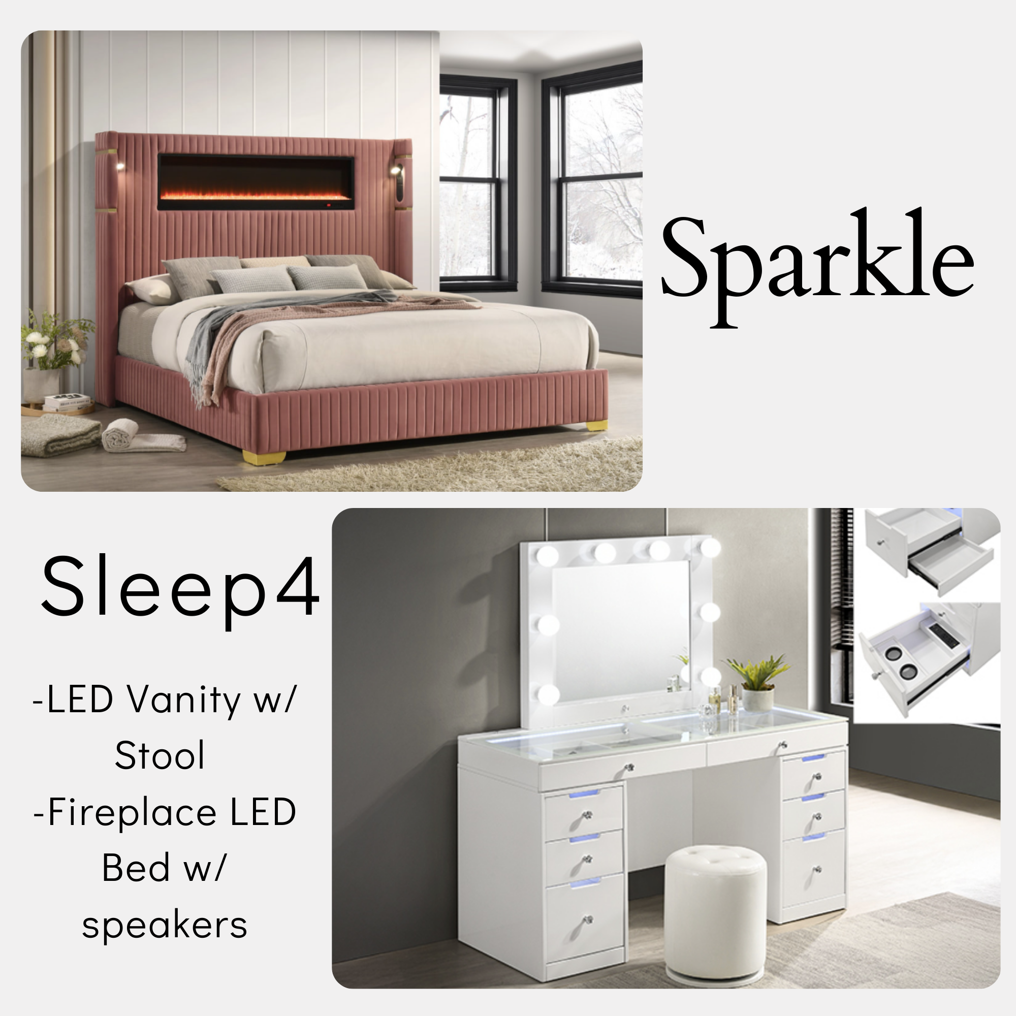 SPARKLE SLEEP VANITY 2 ROOM PACKAGE