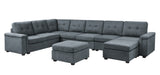 Isla Gray Woven Fabric 9-Seater Sectional Sofa with Ottomans