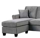 Gray Velvet Fabric Upholstered Sectional