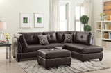 3-pcs Reversible Sectional Espresso Bonded Leather