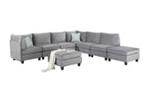 Zelmira 120" Gray Velvet 8Pc Modular Sectional Sofa