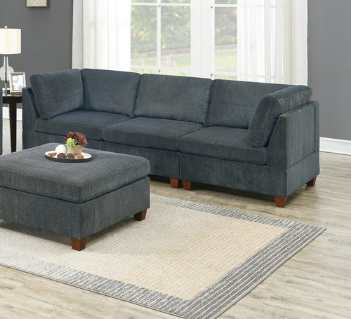 Grey Chenille Modular Sofa Set 6pc