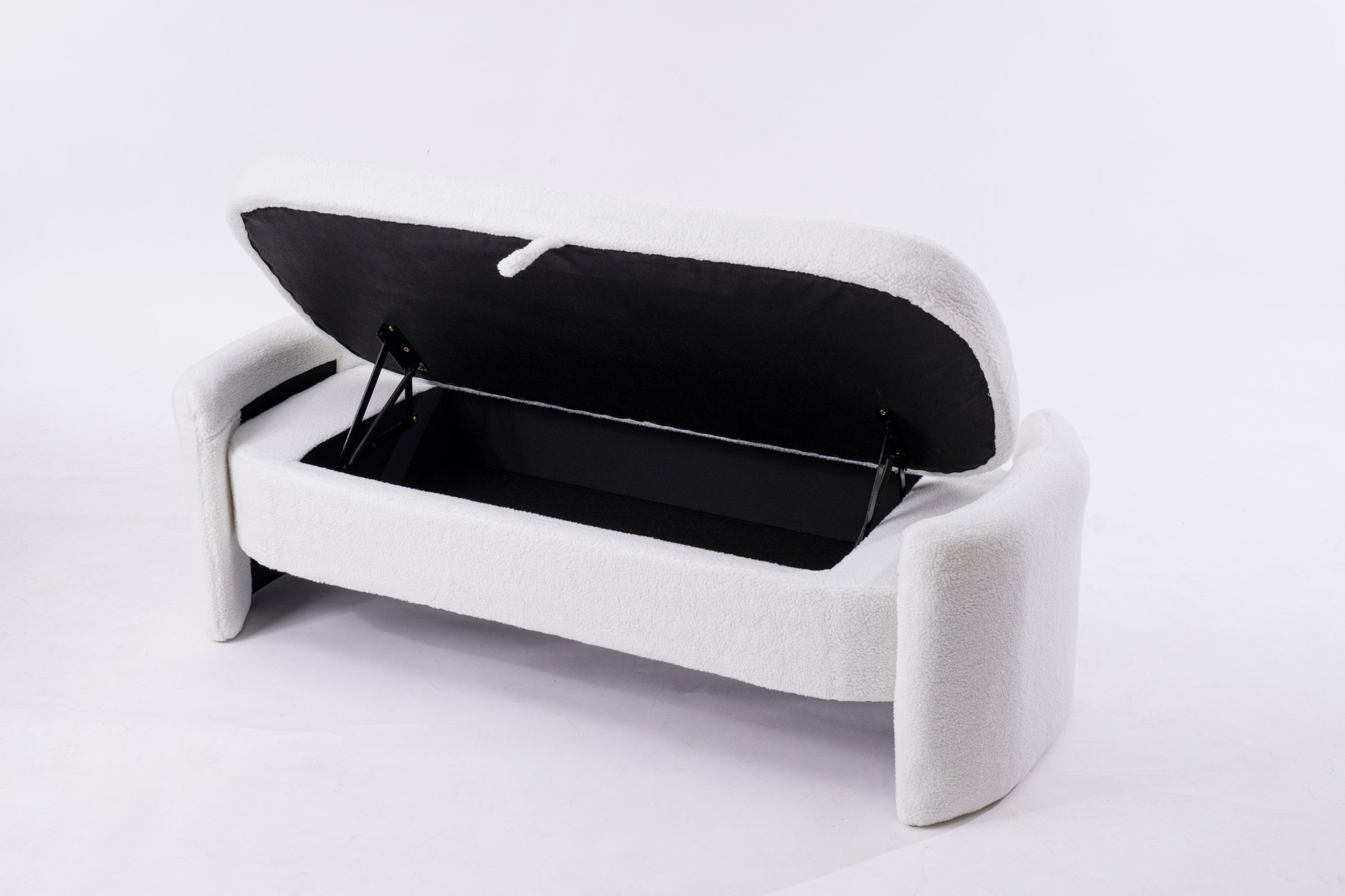 Footstool with storage function  beige teddy fabric  suitable for hallway bedroom living room