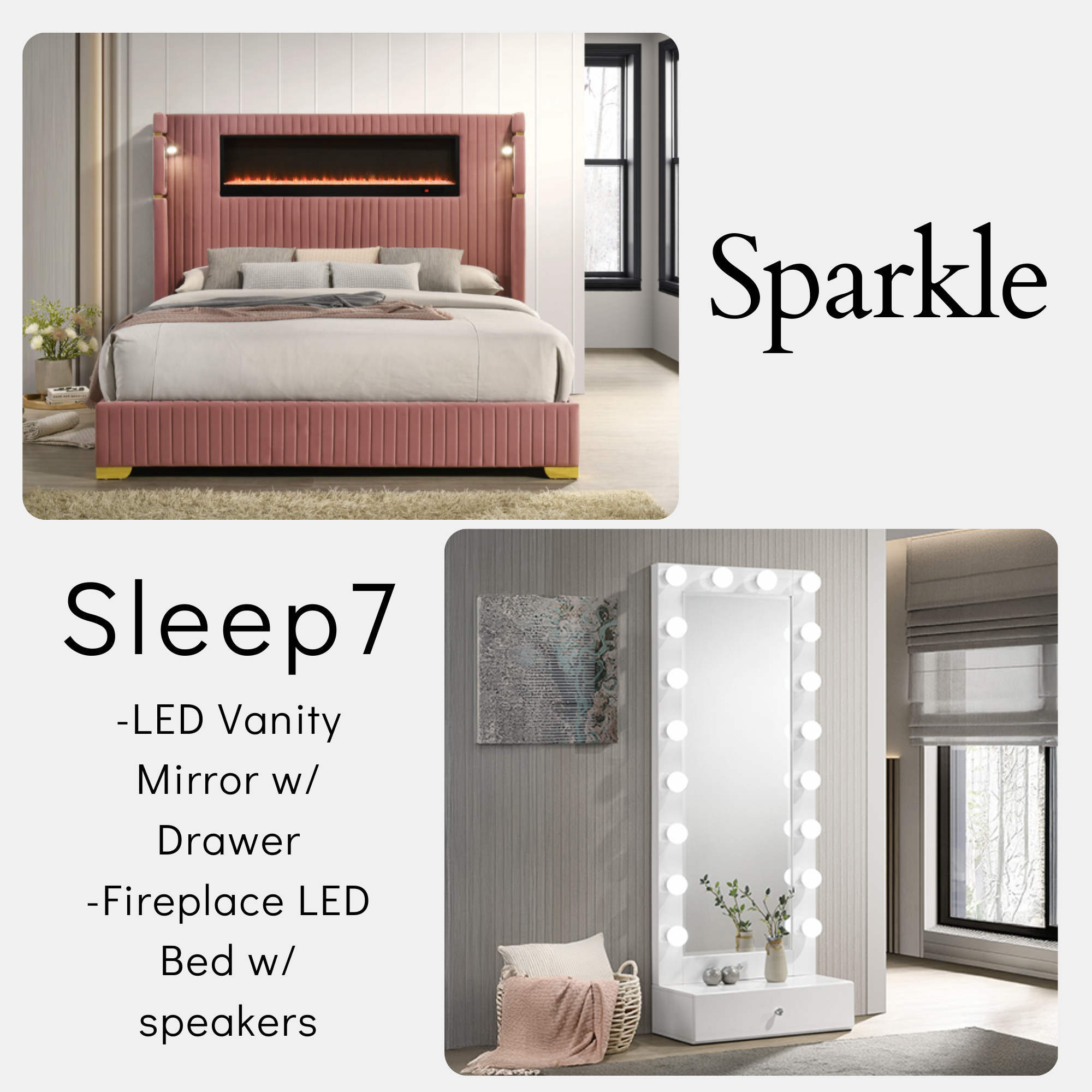 SPARKLE SLEEP LED FLOOR MIRROR 2 ROOM PACKAGE