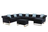 Maddie Black Velvet 8-Seater Sectional Sofa with Reversible Chaise and Storage Ottoman