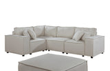 Melrose Modular Sectional Sofa with Ottoman in Beige Linen