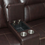 Customizable Dual-Power Leather Sectional Top-Grain Leather, Power Headrest, Power Footrest
