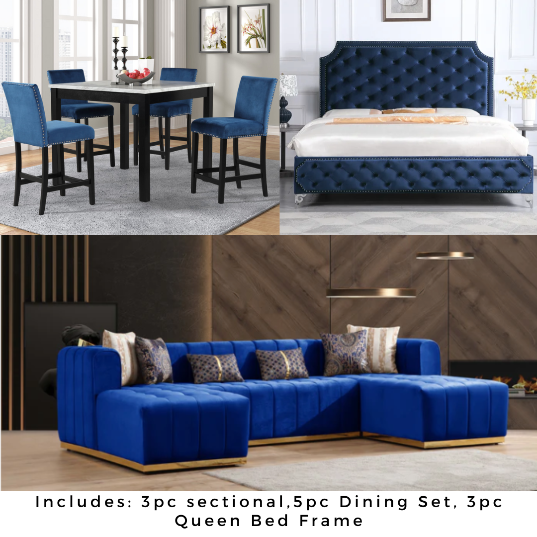 Blue Velvet Sectional 