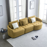 113"Large Dark Yellow Lamb Fabric Modern Sectional