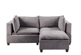 Madison 83.5" Light Gray Fabric Sectional Loveseat Ottoman