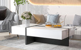 ON-TREND Contemporary Rectangle Design Living Room Furniture, Modern High Gloss Surface Cocktail Table, Center Table for Sofa or Upholstered Chairs, 45.2*25.5*13.7in