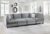 Simona 120" Gray Velvet 8Pc Modular Sectional Sofa