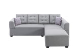 Ordell Light Gray Linen Fabric Sectional Sofa with Right Facing Chaise Ottoman and Pillows