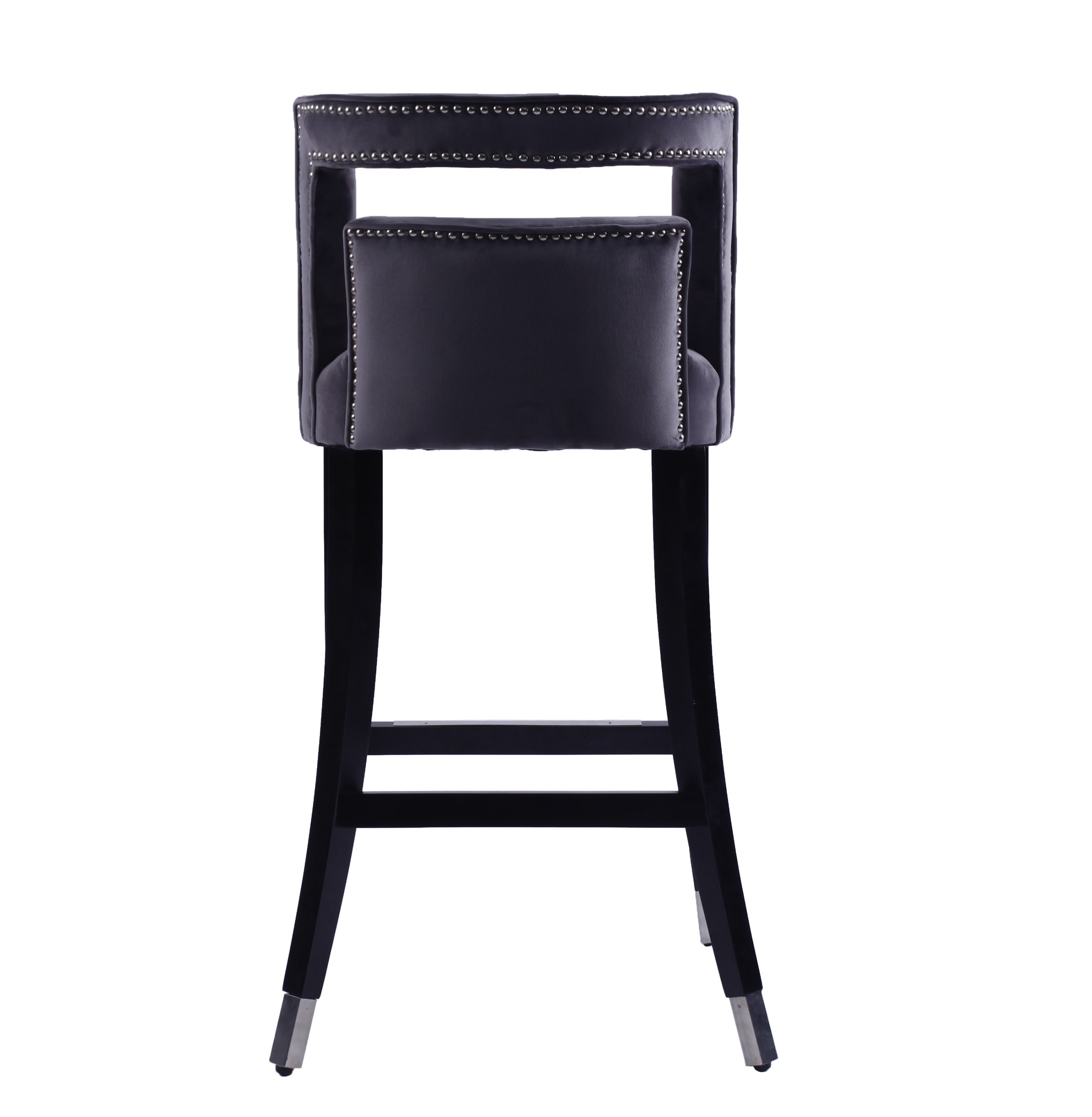 2 pcs Set 30 inch Velvet Barstool with nailheads