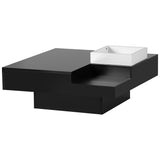 ON-TREND Modern Minimalist Design 31.5*31.5in Square Coffee Table with Detachable Tray and Plug-in 16-color LED Strip Lights Remote Control for Living Room (OLD SKU: WF291303AAB )