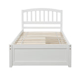 Twin Platform Storage Bed Wood Bed Frame with Two Drawers and Headboard, White (Previous SKU: SF000062KAA)