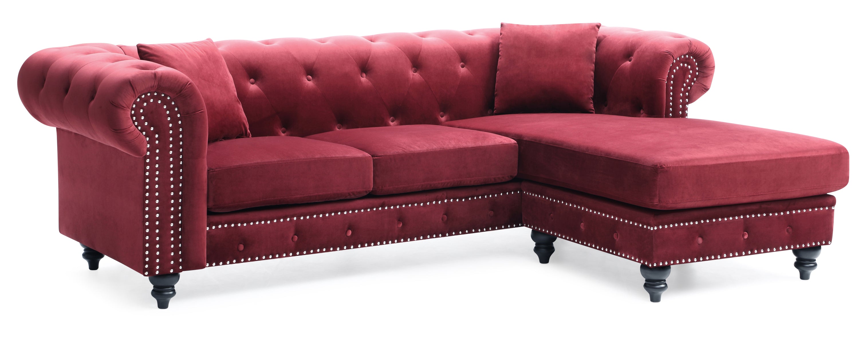 Glory Furniture Nola G0359B-SC Sofa Chaise ( 3 Boxes ) , BURGUNDY