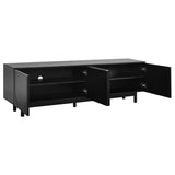 ON-TREND Graceful TV Stand with Arch Cabinets for TVs Up to 78'', Minimalist Entertainment Center with Solid Wood Legs, Practical Media Console with Adjustable Shelves for Living Room, Black