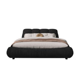 Queen Size Luxury Upholstered Platform Bed with Oversized Padded Backrest and Solid Wood Frame,suitable for Multiple heights of mattresses,Black(Old Sku:W1885S00016)