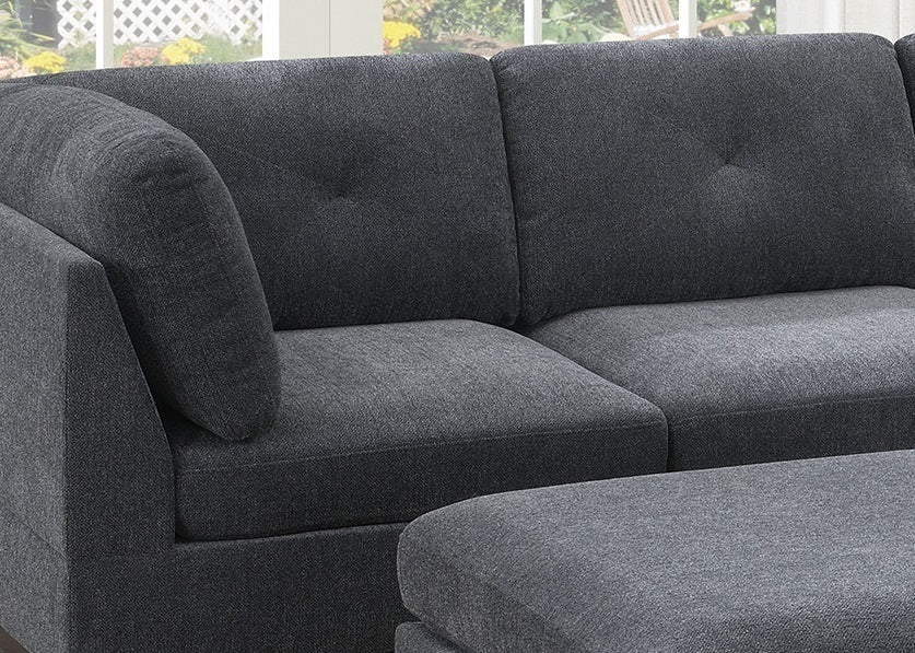 Ash Grey Chenille Fabric Modular Sectional 6pc