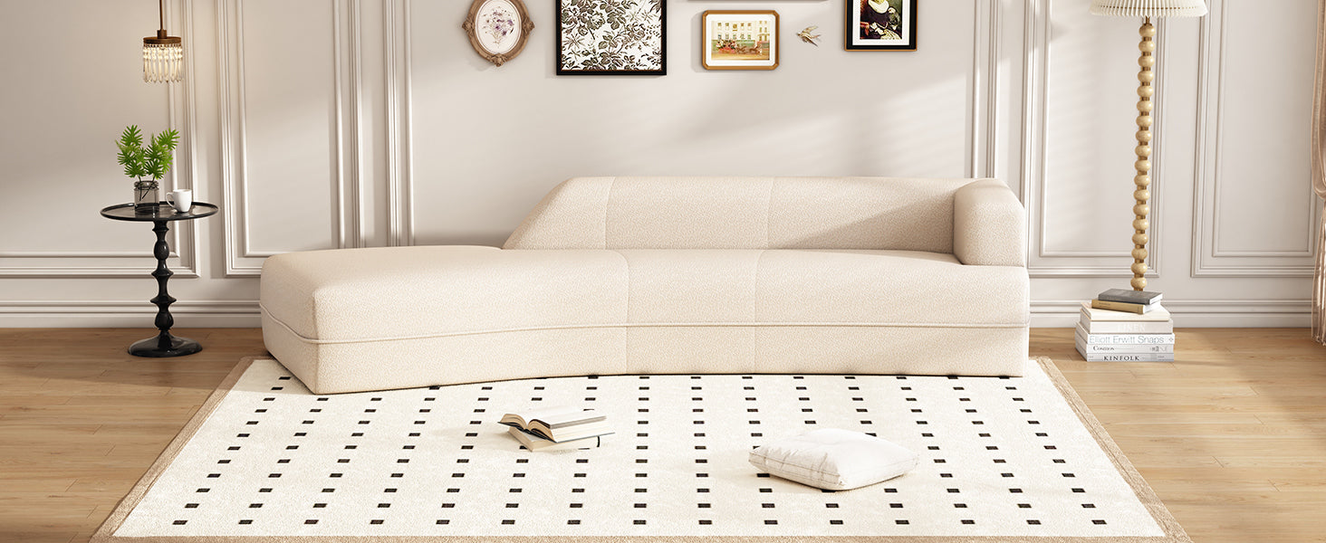 109.4" Beige Curved Chaise Lounge