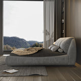 Queen Size Upholstered Platform Bed with Oversized Padded Backrest, Thickening Pinewooden Slats and Solid Wood Leg,Grey