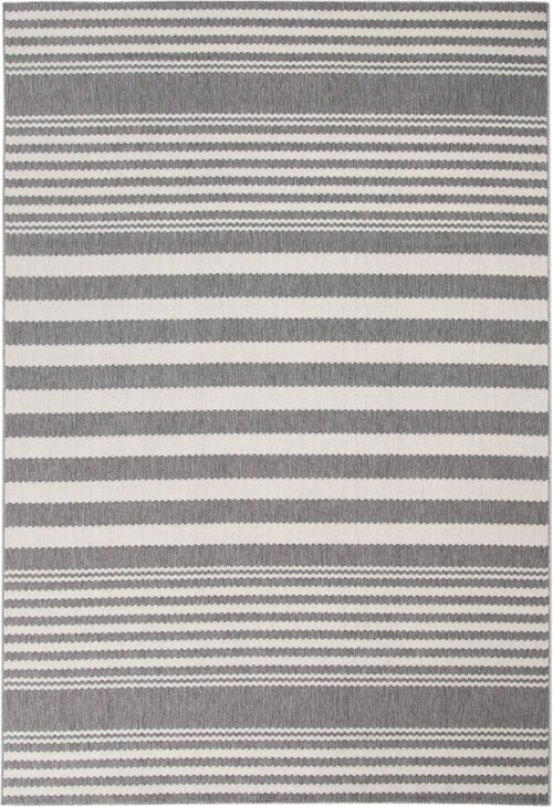 Hampton White and Gray Polypropylene Indoor/ Outdoor Area Rug 8x10