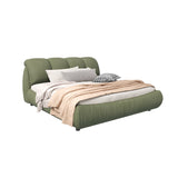 Queen Size Luxury Upholstered Platform Bed with Oversized Padded Backrest and Solid Wood Frame,suitable for Multiple heights of mattresses,Green(Old Sku:W1885S00018)