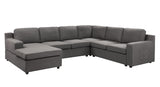 Waylon Gray Linen 6-Seater U-Shape Sectional Sofa Chaise and Pocket