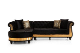 Julia Sectional Black Velvet Fabric