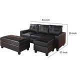 Black Modish Sectional Sofa With Ottoman, 3 Piece Set