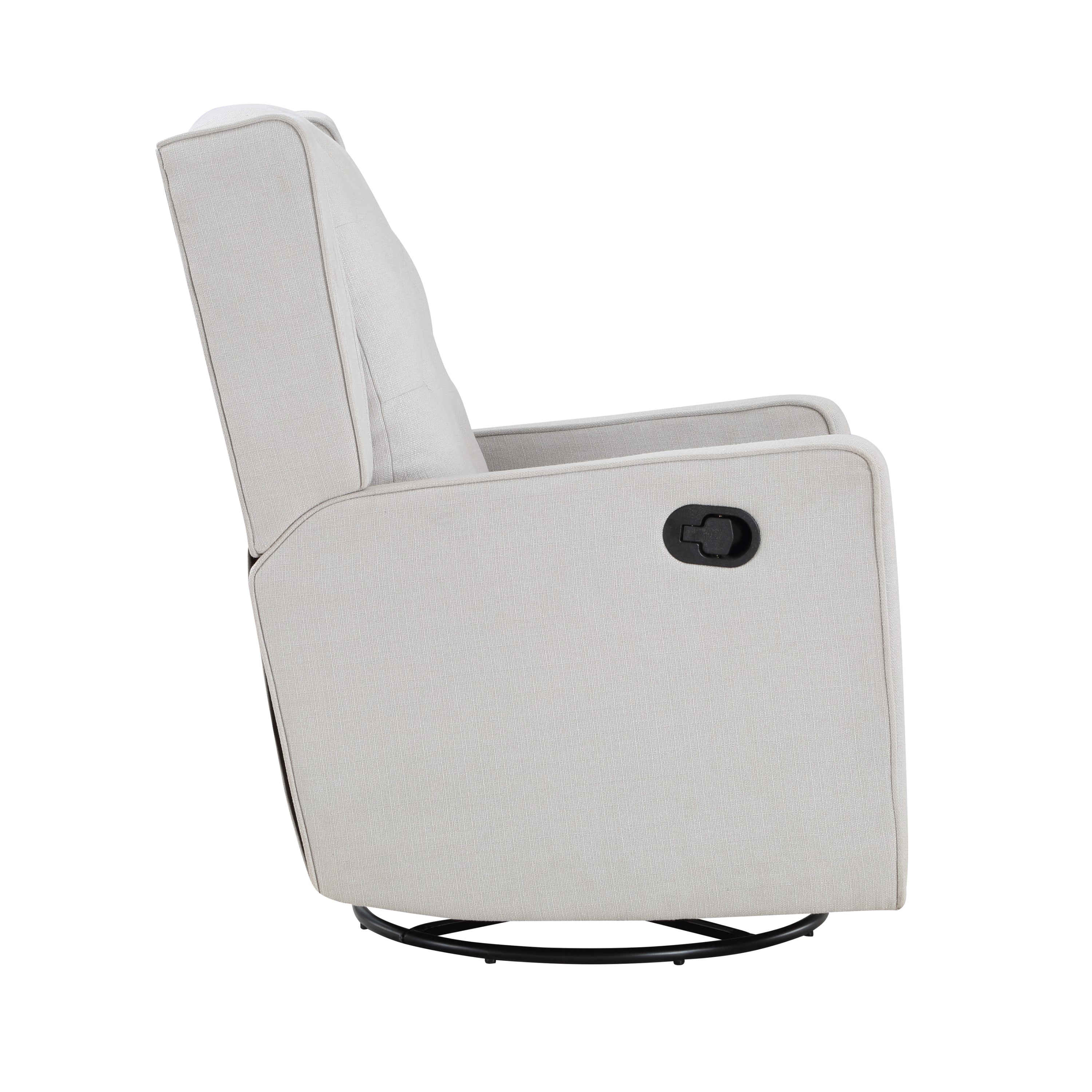 Milah Tufted Swivel Glider Recliner In Light Gray Fabric