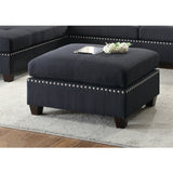 Polyfiber Reversible Sectional Sofa with Ottoamn in Black