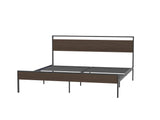 Ceres Metal Bed, Black with Walnut wood Headboard&Footboard, King