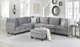 Simona Gray Velvet 7Pc Modular Sectional Sofa